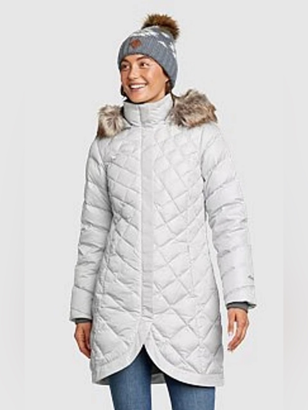 NWT Eddie Bauer Elysa Puffer Coat with Faux Fur trim